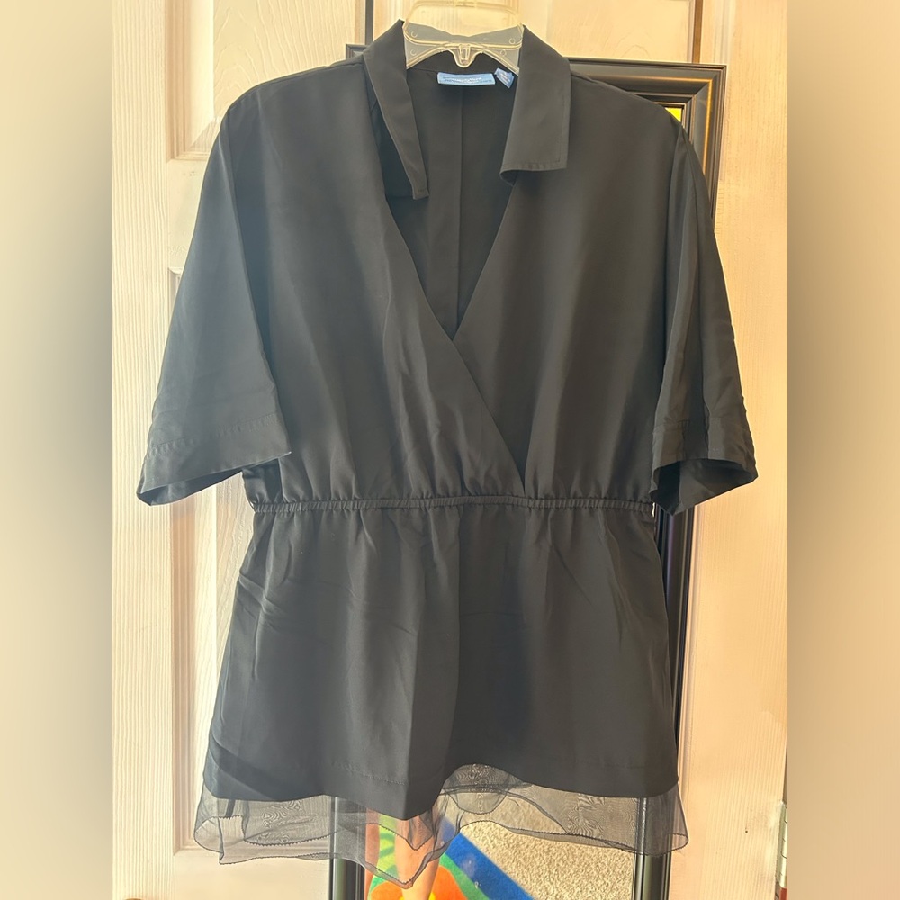 Simply Vera Vera Wang Black Short Sleeve Wrap Blouse